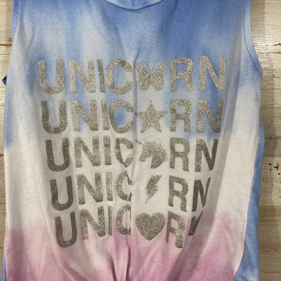 Girls Unicorn 2 piece shorts set Size M (7-8) - Picture 2 of 8